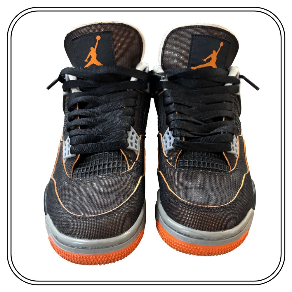 Jordan 4 Retro Starfish Black Orange Grey Womens Sneakers CW7183-100